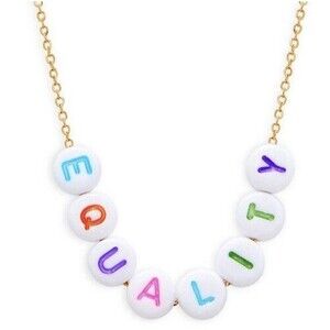 Eye Candy LA Luxe Necklace Rainbow Equality Spell Out Bead Gold Tone‎ Chain NWT